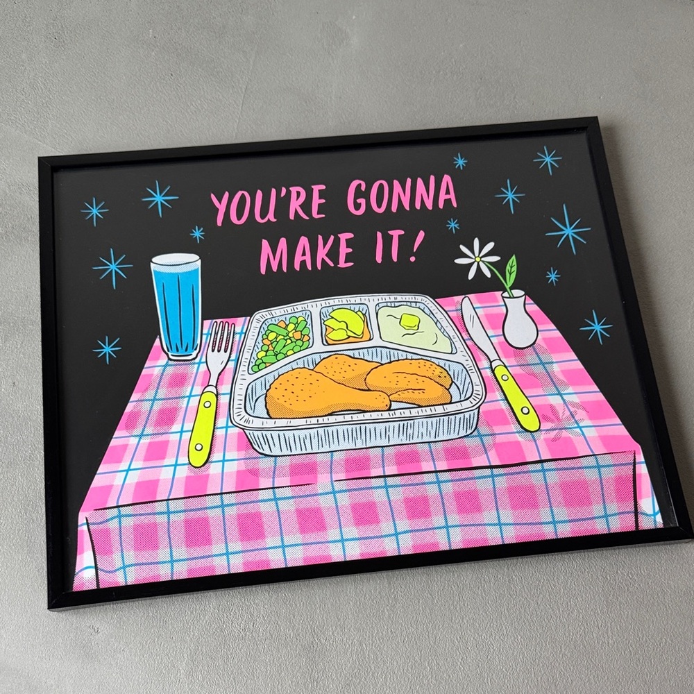 DISCONTINUED LUCKY HORSE PRESS YOU’RE GONNA MAKE IT TV DINNER TRAY ART RISOGRAPH